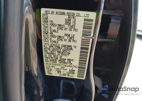 2001 Nissan Xterra Xe из США, поврежденный, VIN 5N1ED28Y91C564676